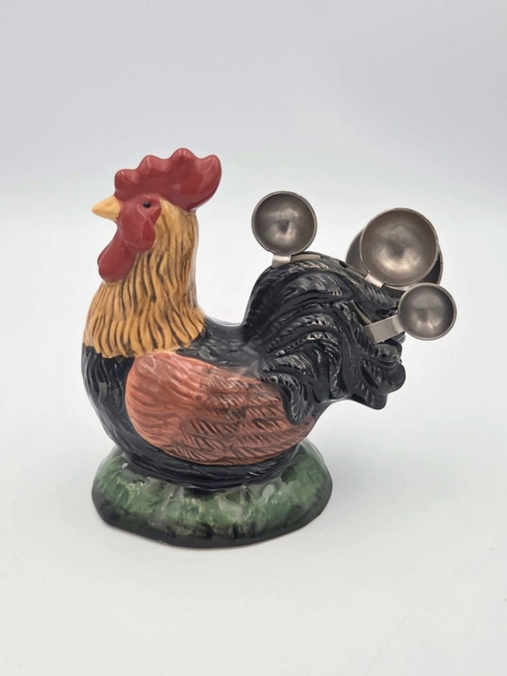 Rooster Figurine Decor, Black & Green